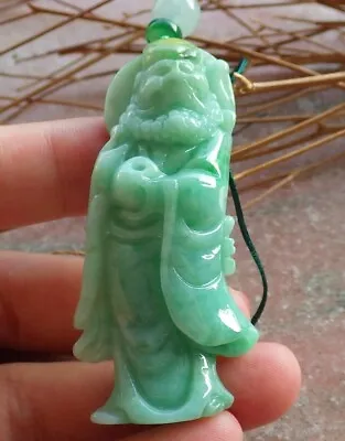 Certified Green Burma Natural A Jade Jadeite Pendant Da Mo Buddha God  达摩 582191 • $158.40