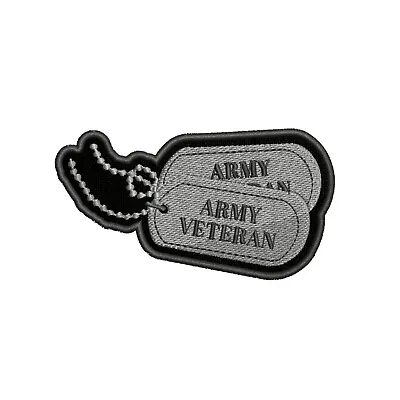 Army Veteran Dog Tags Patch Embroidered Iron-On Badge Military Applique • $6.50