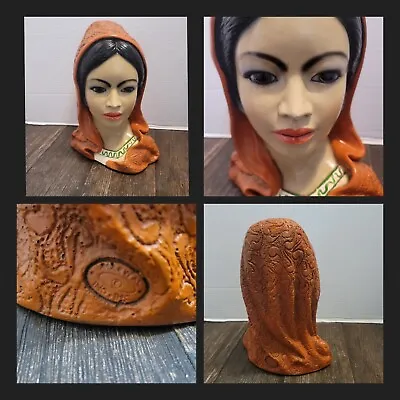 Vintage Marwal Chalkware Head Bust Scarce Spanish Ethnic Woman Figure • $45
