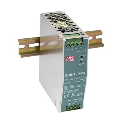 Mean Well EDR-120-24 AC-DC Industrial DIN Rail Power Supply • $31.17
