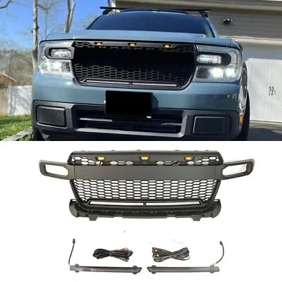 Black Front Grille Fit For Ford Maverick 2022-2023 Led Light & Light Bar • $209