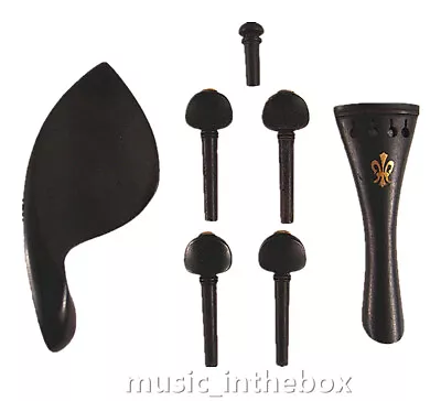 New 4/4 Violin Ebony Accessories Set - Pegs/Endpin/Tailpiece/Chinrest #AC-03 • $29.99