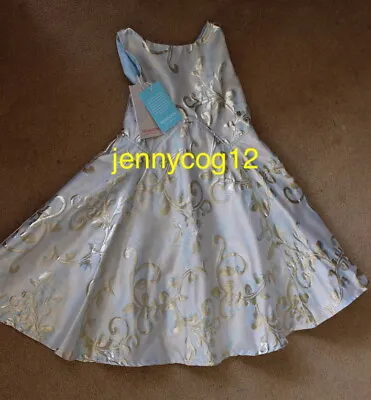 Monsoon Designer Girls Gold Damask Jacquard Party Special Occasion Dress 3 Yr BN • £55