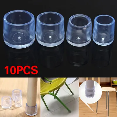 10pcs Silicone Chair Leg Caps Covers Furniture Table Feet Pads Floor Protectors • £3.34