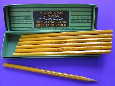 Vtg. VAN DYKE Eberhard Faber Drawing Pencils (7)  MICROTOMIC GRAPHITE 3H+ 4H+ 5H • $27.50