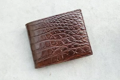 Handmade Brown Real Genuine Alligator Crocodile Leather Skin Men Bifold Wallet  • $49.30