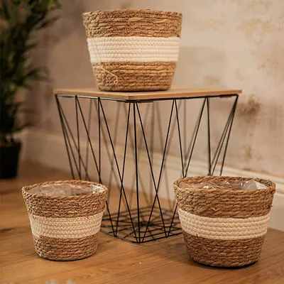 £12.99 • Buy 3x Woven Basket Set Rope Home Decor Storage Laundry Planters Plant Pots Display 
