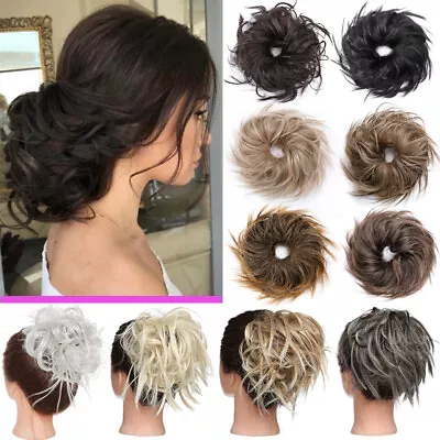 $10.52 • Buy US Natural Real As Human Messy Bun Hair Piece Scrunchie Updo Ponytail Extensions