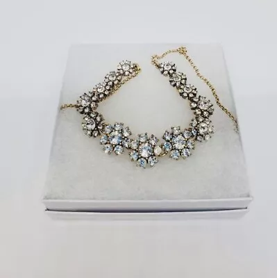 J Crew Matte Gold Chain Rhinestone Cluster Necklace • $29