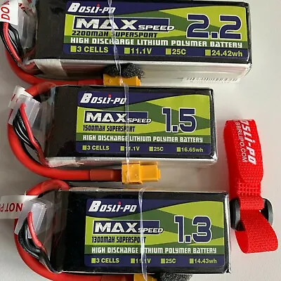 Boslipo 130015002200 MAh 3S 11.1v 25C XT60 LiPo Battery RC For Fixed-wing • £22.99