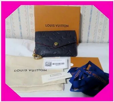 LOUIS VUITTON EMPREINTE MARINE Blue Key Chain Bill Pouch WALLET BOX Dust Bag Tag • $629.99