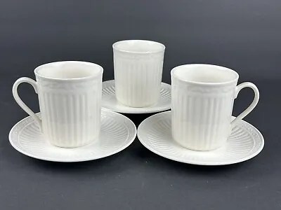 3 Mikasa Italian Countryside Ivory Cream 3 3/4   Mugs Saucer DD900-Scroll Ribbed • $22.50