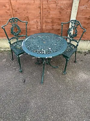 £90 • Buy Cast Aluminium Table And 2 Chairs Garden Patio Project Metal Bistro