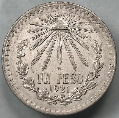 1921 Mexico Un Peso Choice XF+ Key Date Silver Coin KM 455 • $15.50