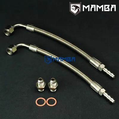 DIY Turbo Water Line Kit 6AN 3/8  Hose 90Deg-3/8  Barb 40cm Garrett GT25R GT28R • $67.85