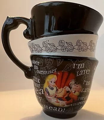 Disney Parks Alice In Wonderland Mad Hatter Triple Stacked Coffee Tea Cup Black • $19.99