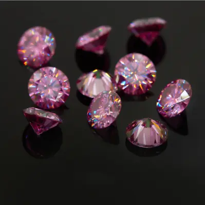 1CT Pink Loose Moissanite Gem 6.5mm VS1 Round Cut Stone Gemstone W Certificate • £47.99
