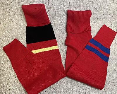 Polo Ralph Lauren Red Yellow Navy Striped Cotton Leg Warmers OS Vintage Turn Dow • $221.33