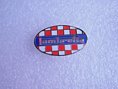 Lambretta Pin Badge. Red And White Check Design. Oval Shape. Metal Enamel • £2