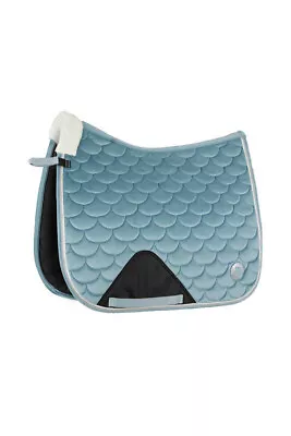 Horze Geneva Dressage Saddle Pad With Faux Fur Silver Blue • $126.40