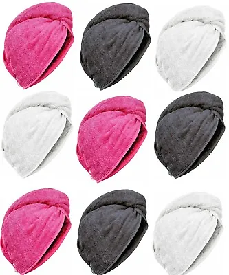 1 3 5 Pack 100%Egyptian Cotton Hair Turban Towel Cap Hair Drying With ButtonLoop • £3.99