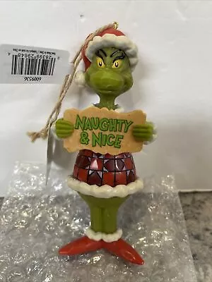 $16.24 • Buy Jim Shore Santa GRINCH HOLDING Naughty Nice Sign Christmas PVC  ORNAMENT 5”