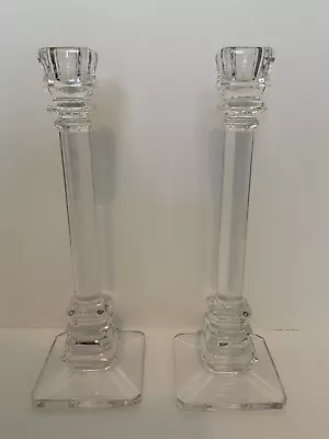 $100 • Buy Val St Lambert Desorss Louvre Pair Crystal Candlesticks Signed 9 1/4” Belgium