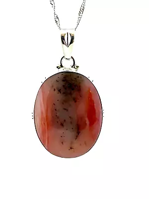 Natural Mookaite Jasper Pendant Necklace W/Sterling Silver Setting & Chain • $5.59