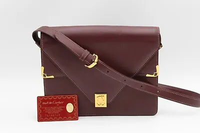 $399.99 • Buy Authentic Vintage Must De Cartier Bordeaux Leather Crossbody Shoulder Bag