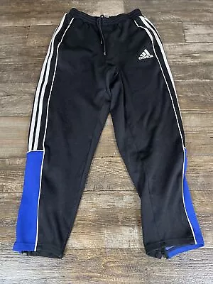 Vintage Adidas Track Pants Mens L Black Joggers Ankle Zip Warmup P2 • $29.99