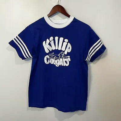 VTG 70s 80s Velva Sheen Single Stitch Made In USA Cougars School Team T-Shirt XL • $40.45