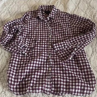 J. Crew Button Down Shirt Womens 10 Purple Gingham Relaxed Boy Fit Checked • $20.54