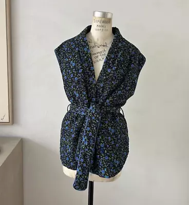 Zara Quilted Padded Vest Floral Print Belted Size XS/S • $44.99