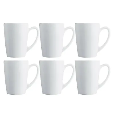 6x Luminarc New Morning White 320ml Coffee Mug Glass Cappuccino Tea Hot Drink • £13.49
