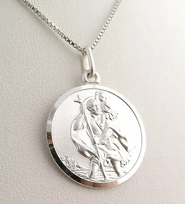 Solid 925 Sterling Silver 16mm Saint St Christopher Pendant Sold Without Chain • £17.50