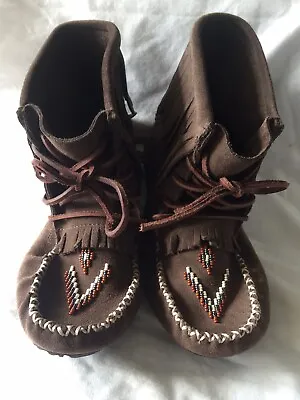  Manitobah MUKLUKS Harvester Moccasin Boots US/CAN L5 Size 5 Dark Brown  • $44.99