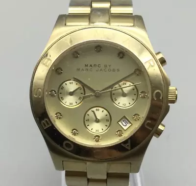 Marc By Marc Jacobs Blade Chronograph Watch Women Gold Tone New Battery 7  • $25.99