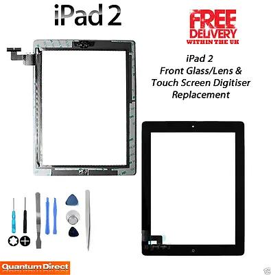 $15.83 • Buy NEW IPad 2 Complete Front Glass/Digitiser Touch Screen/Panel Assembly - BLACK