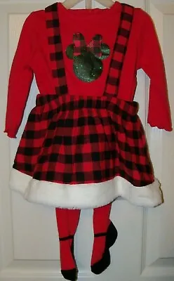 Minnie Mouse Red 3 Piece Jumper Dress Top Tights Girls Baby 6 / 9 Months NWT • $23.13