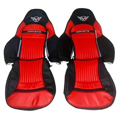 Corvette C5 Sports 1997-2004 In  Black & Red Fuax Leather Car Seat Covers • $270