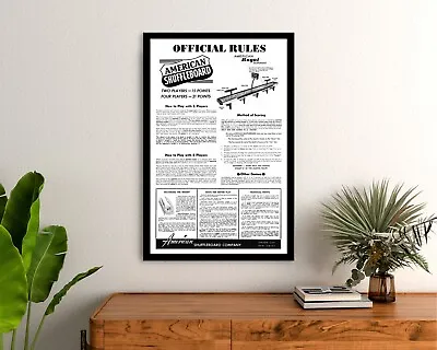 Framed Art - American Table Shuffleboard Rules & Hints For Better Play Poster • $41.99