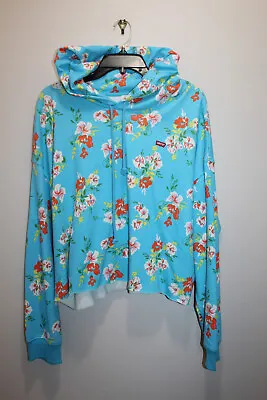 Levi's Womens Hoodie Cropped Floral Turquoise & Multicolor Size Xl • $25.99