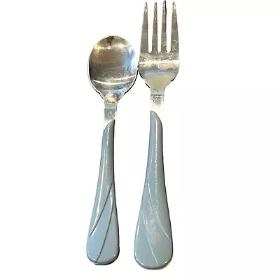 Fiesta Vintage Periwinkle Swirl Floral Pattern Fork & Spoon Flatware Set • $10