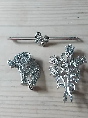 £0.99 • Buy Three Vintage Marcasite Brooches