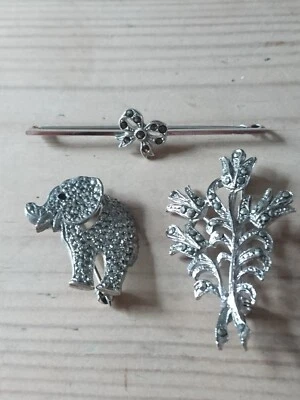 £0.99 • Buy Three Vintage Marcasite Brooches