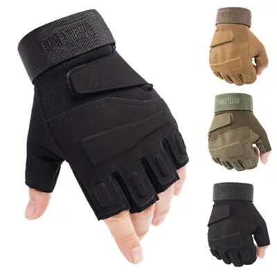 Tactical Mechanic Wear Safety Work Gloves General  Hand Protection Fingerless • £8.57