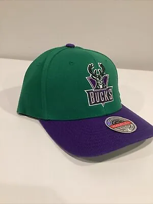 Milwaukee Bucks Mitchell & Ness Green Purple Adjustable Snapback Hat • $21.71