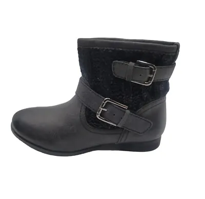 Skechers Women's Sz 8 Biker Stagecoach Southwest Sweater Leather Black Boots • $39.99