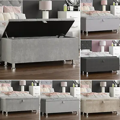Storage Ottoman Seat Stool Bench Chest Toy Box Pouffee Bedroom Footstool Trunk • £74.99