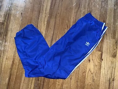 Vintage Adidas Nylon Track Pants Men’s L Large 80s Sweatpants Satin Shiny RARE • $34.99